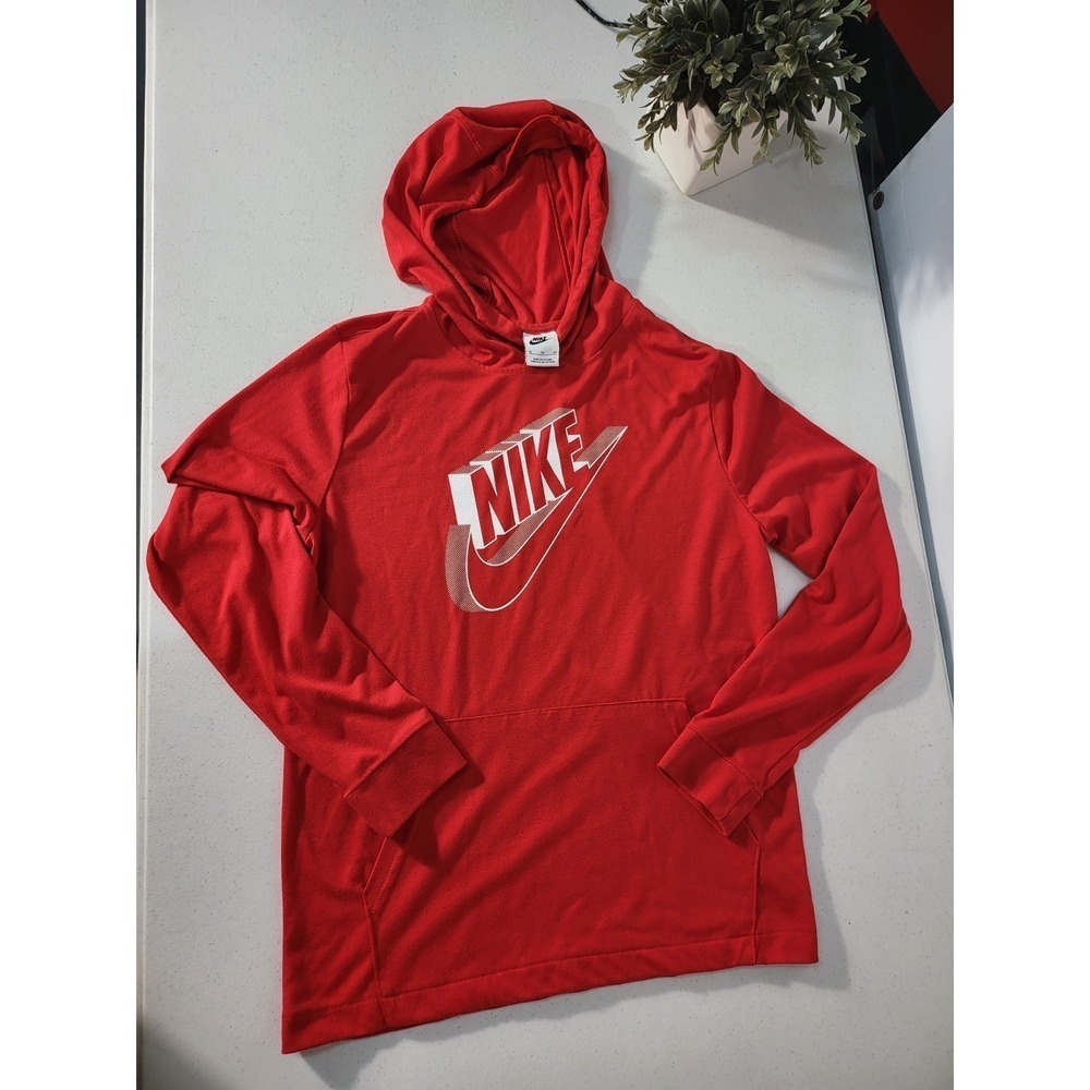 Vintage Y2K‎ Nike Long Sleeve Pullover Hoodie Sportwear Red And White - Picture 6 of 9